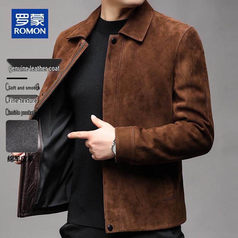 

ROMON Men s Genuine Suede Lambskin Leather Jacket 3XL