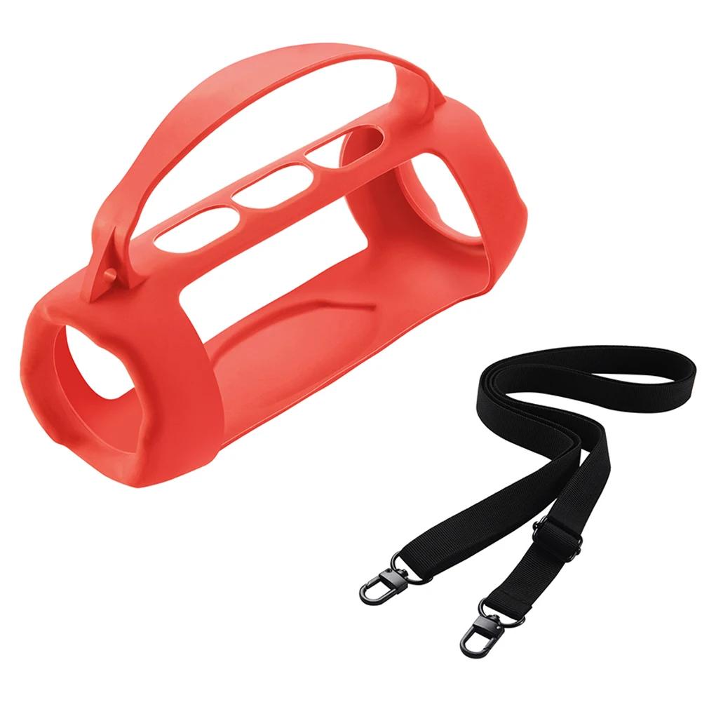 Silicone Cover Case Waterproof Protective Skin Case Shockproof with Shoulder Strap for JBL Charge 5 Wi-Fi Wireless Speaker