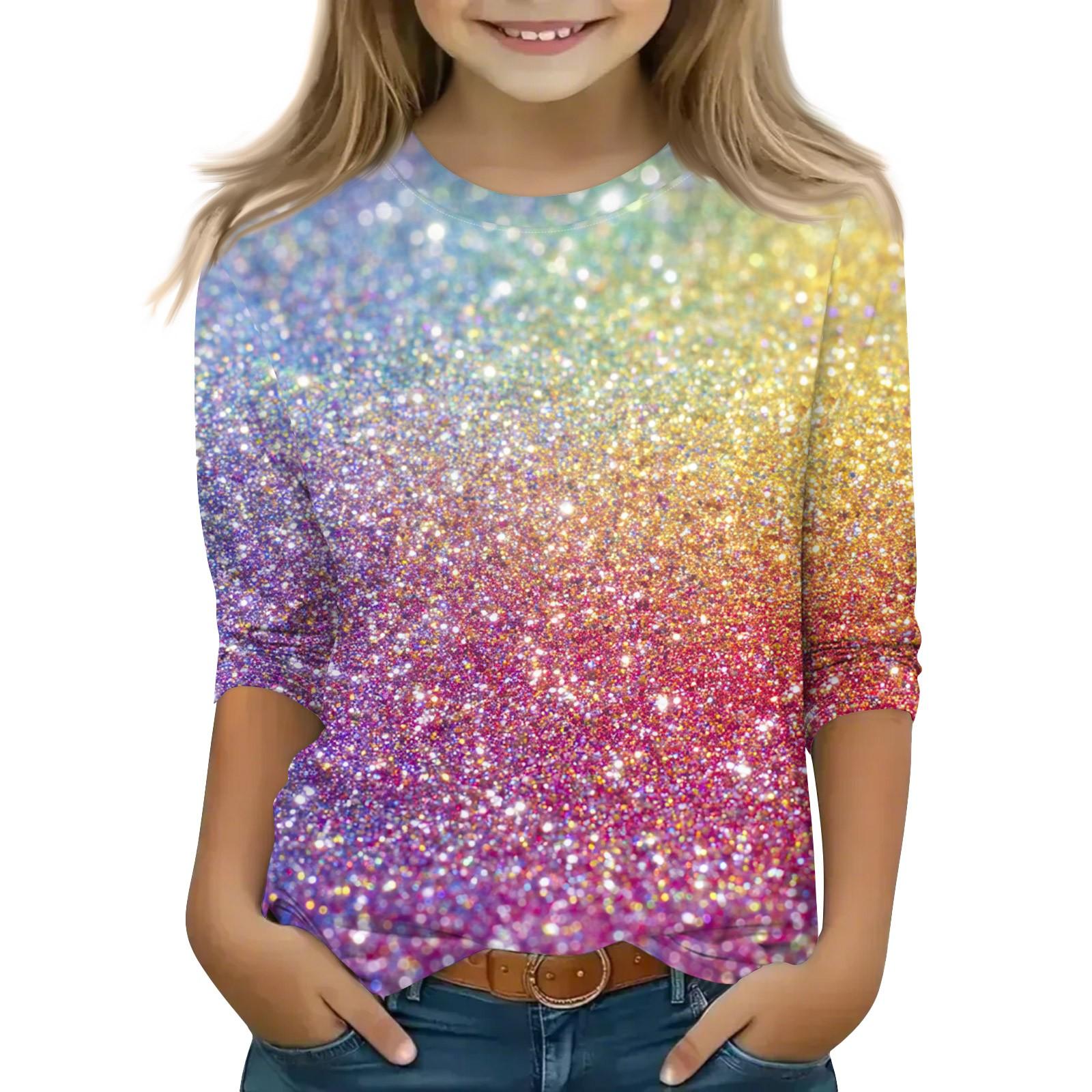 

Топы с принтом для девочек 5-16 лет с круглым вырезом и рукавами 3/4 Футболки Модные топы Наряды Футболки 110 бежевый