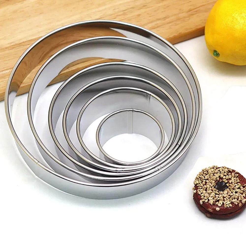 6Pcs/Set New Stainless Steel Cake Ring Mold Round Circle DIY Cake Gum Paste Mould 5/7/9/11/13/15cm Cookie Mousse Cuttur