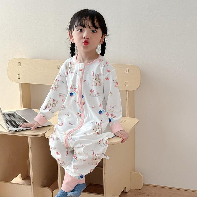 Cotton Baby Sleepsuit With Leg Separation Toddlers Lightweight Fall Pajamas Neutral Design