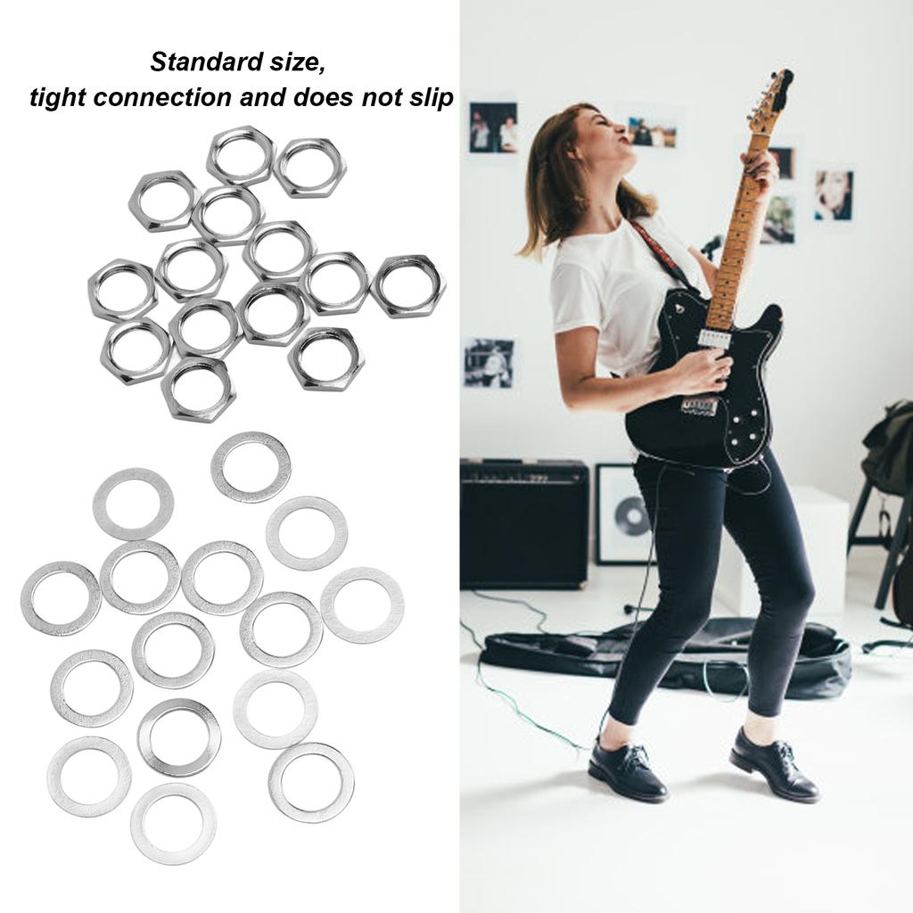 G3Celsius8 Female Thread Nuts Metal Washer Kit Instrument Fasteners for Electric Guitar Bass