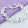 Bracelet de perles de raisin lisses, bijoux fantaisie en argent 925