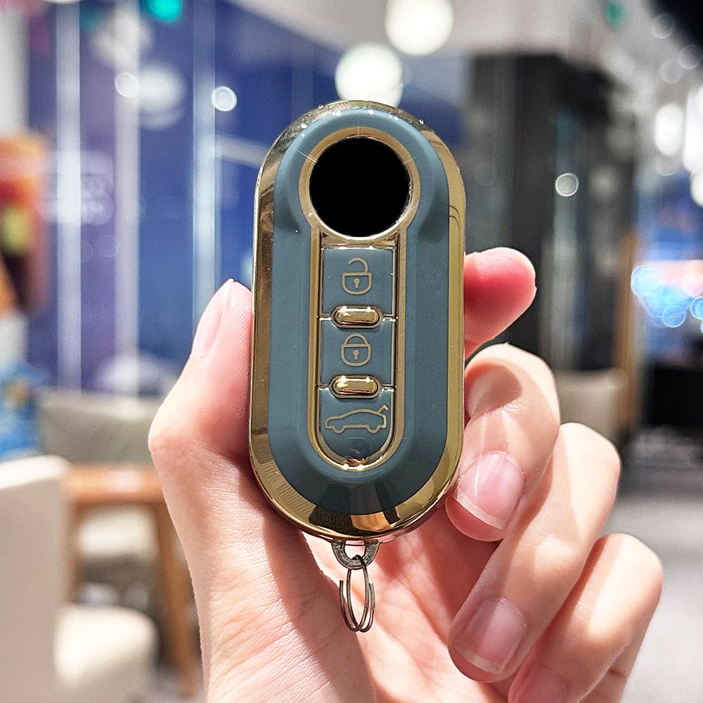 

3 кнопки ТПУ Автомобильная оболочка-брелок для Fiat Ducato 500 500L Panda Grande Punto Lancia Musa Чехол-крышка для автомобильного выкидного ключа Аксессуары серый