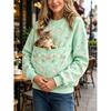 Christmas Cat Pocket Print Sweatshirt Retro Long Sleeve Top Holiday