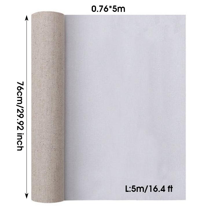 100% Leinenmischung Canvas Rolle, 5 Meter (16.4 Ft) Lange, Leere Leinwand zum Malen, Säurefrei, Ideal für Öl, Acryl, Kunstprojekte