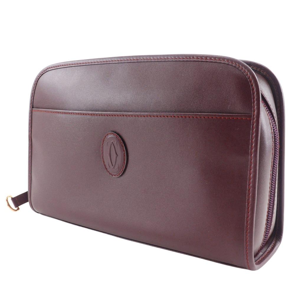 CARTIER Must Line Clutch bag Business Bag Bordeaux Calfskin unisex Used