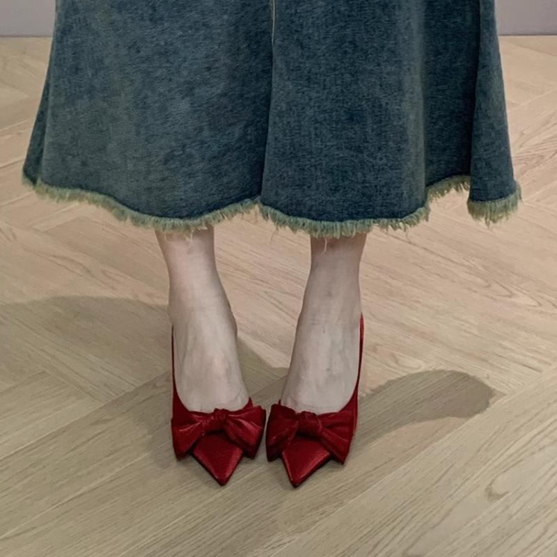 Fashion 2025 Sweet Butterfly Shallow Women Pumps Pointed Toe Office Lady Shoes Autumn Flock Hollow High Heels Wedding Bridal Shoes Woman