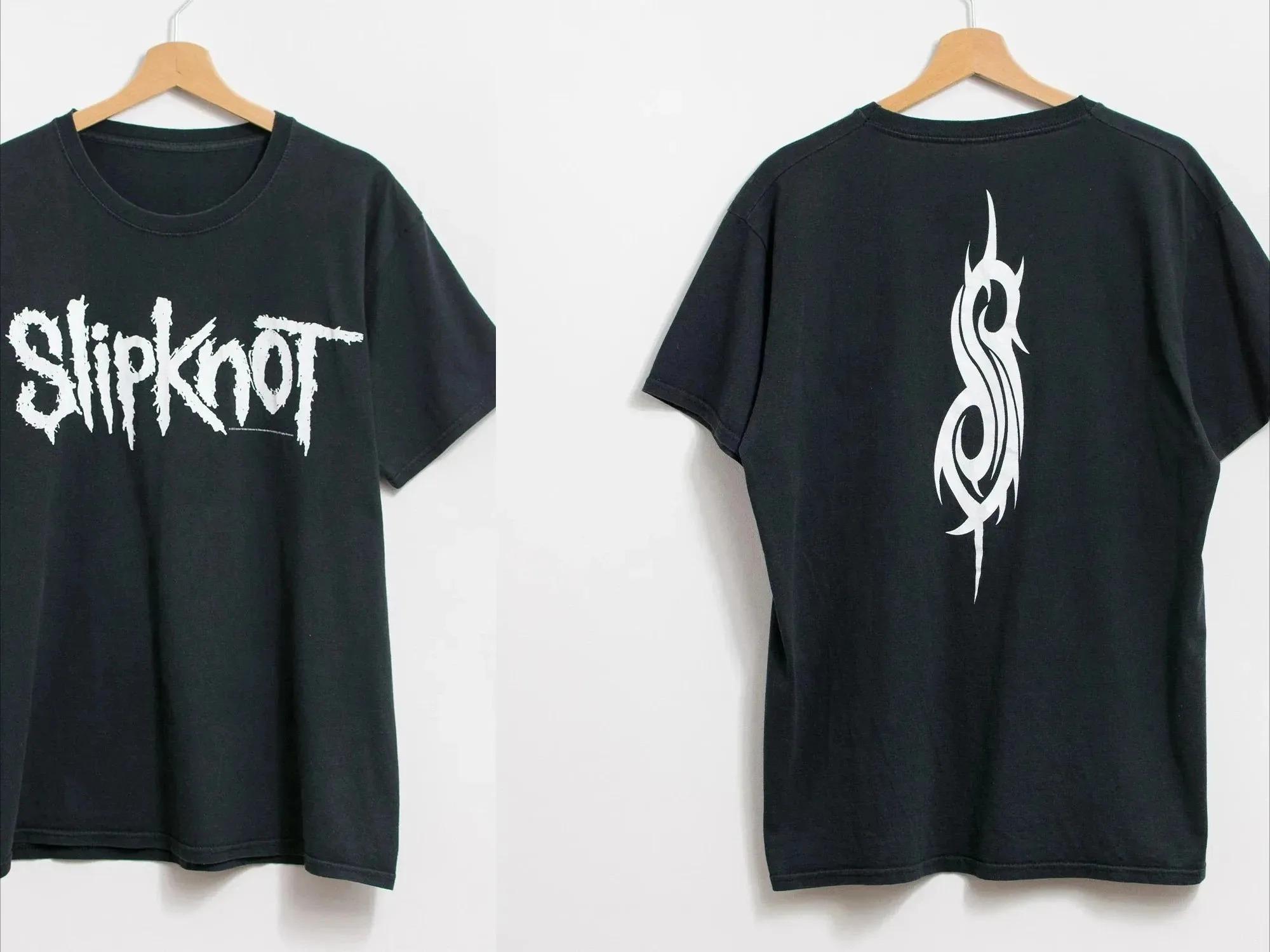 Slipknot  Классический рваный логотип · Тотем с племенным S  Винтажная стираная оверсайз футболка в уличном стиле 4XL