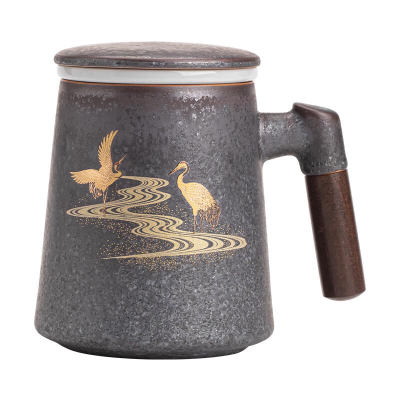 Sushi Ceramics Auspicious Crane Office Tea Cup