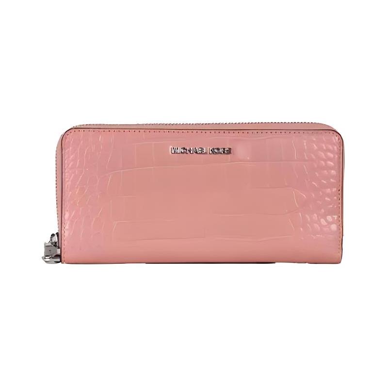 MICHAEL KORS Jet Set Silver Hardware Leather Wallet Large Women s Embossed Primrose серебряный