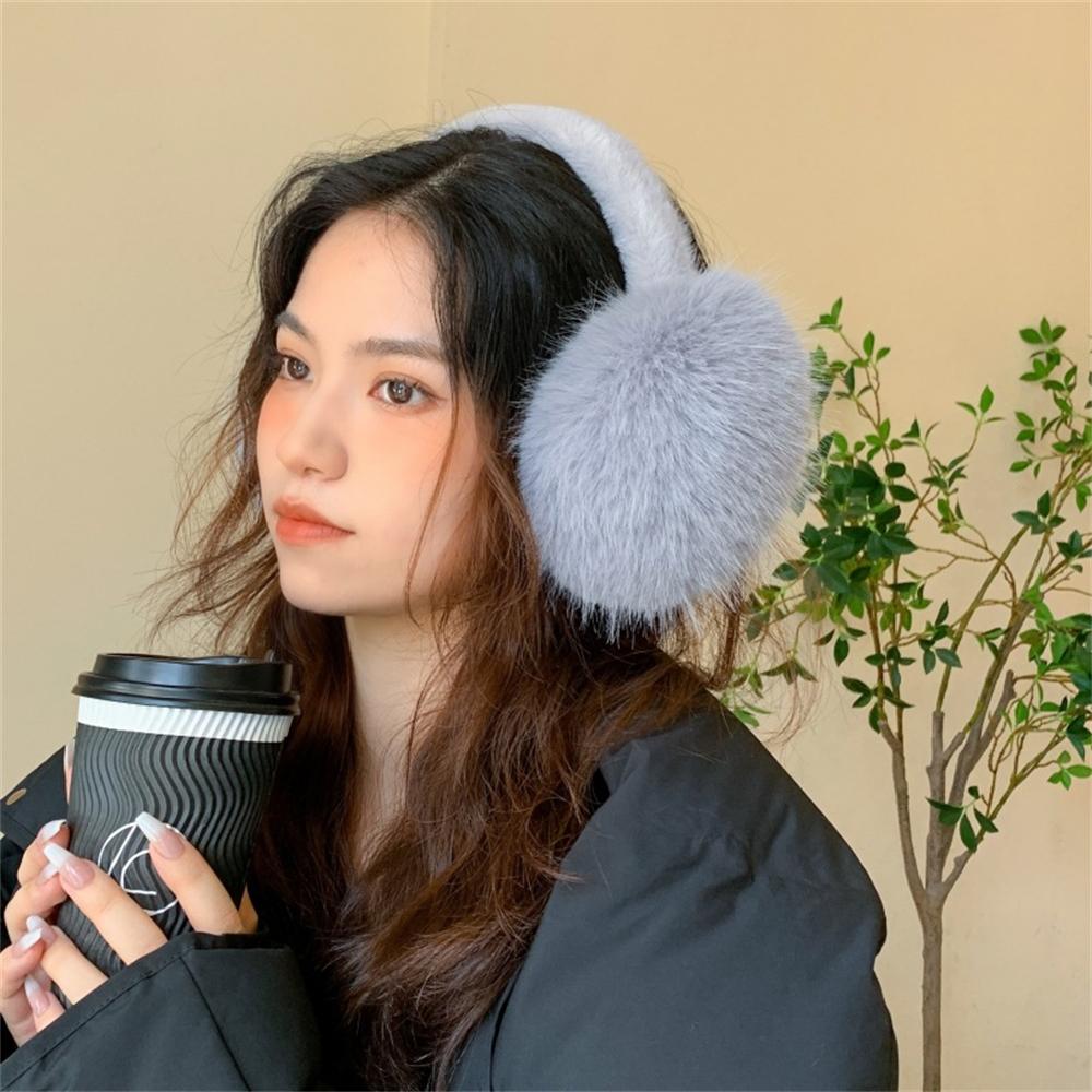 Portable Folding Winter Warm Earmuffs Woman Unisex Imitation Fox Fluffy Ear Covers Outdoor Cold Protection Soft Plush Headphones