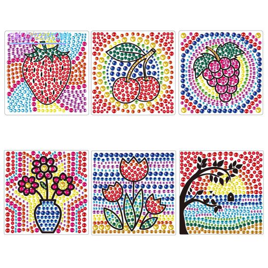 1 Set Diamant-Malerei-Aufkleber-Set, Cartoon-Frucht-Blumen-Muster, Strass-Aufkleber, Kunsthandwerk für Kinder und Erwachsene
