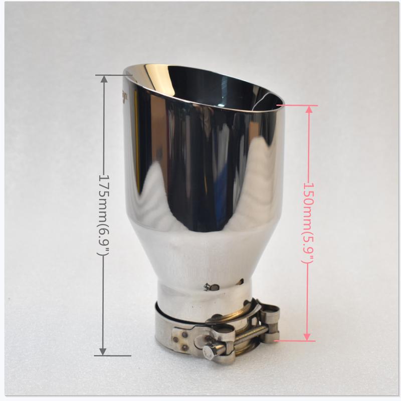 RE 1PCS Exhaust Tip 2.5 Inch Inlet 4 Inch Outlet 7.5" Long 304 Stainless Steel Slant Mouth Double-layer Exhaust Tailpipe Tip Do