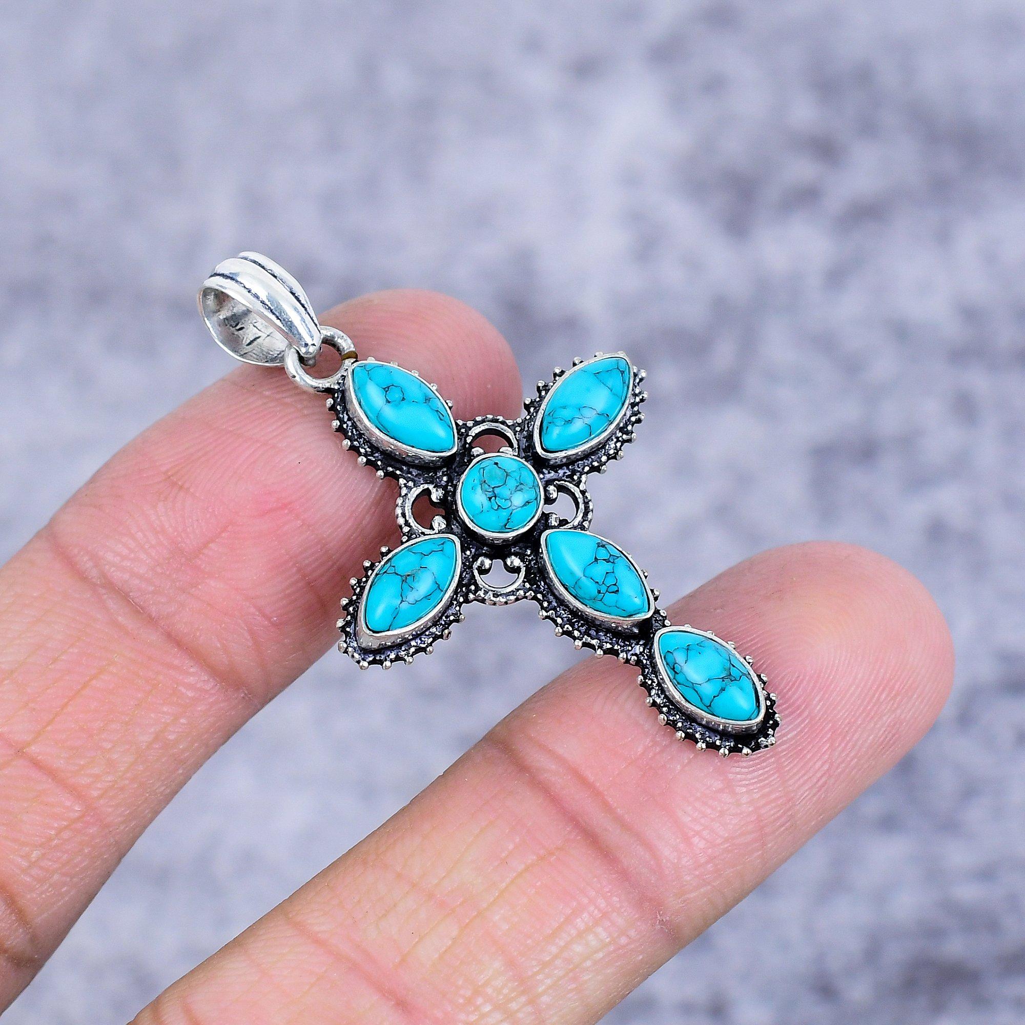 

Santa Rosa Turquoise Gemstone 925 Sterling Silver Jewelry Pendant 1.89 M-2689