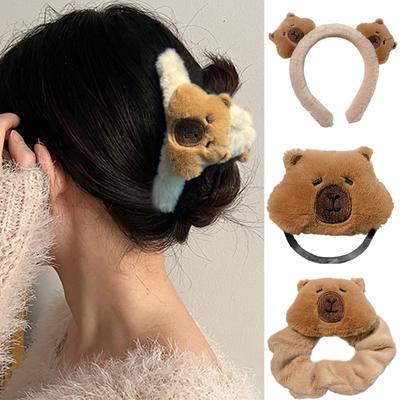 Fun Photo Booth Props Capybara Furry Hair Clip Hair Tie Party Headpiece Fun Hair Tie for Music Festivals