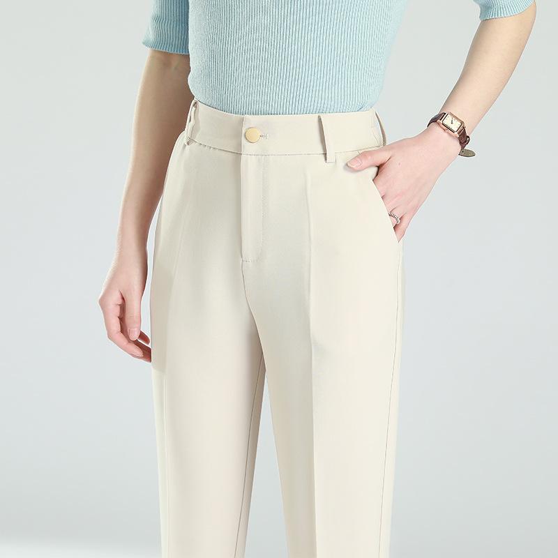 High-waisted nine-point pants women's earth-colored thin temperament casual pants without belt office white-collar suit pants Zhengzhou pants