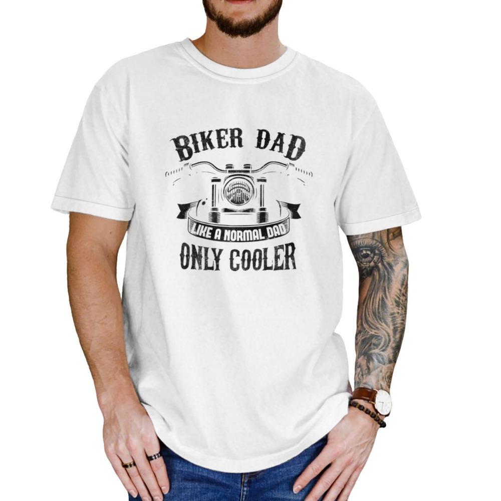 Biker Dad Only Cooler Graphic T Shirts for Men Vintage Motorcycle Men's T-Shirt Harajuku Fashion Father Tees Tops
