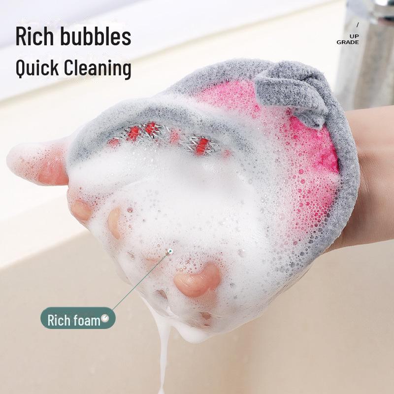 Double-Sided Non-Stick Scouring Pad & Dishwashing Sponge Brush
