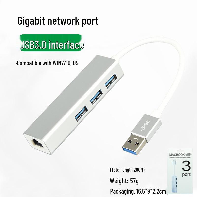 Dual-Head USB Type-C To RJ45 Gigabit Network Card, 100M/1000, Driver-Free