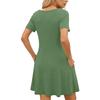 Dámské módní jarní a letní šaty s kulatým výstřihem, jednobarevné, s krátkým rukávem, áčkového střihu