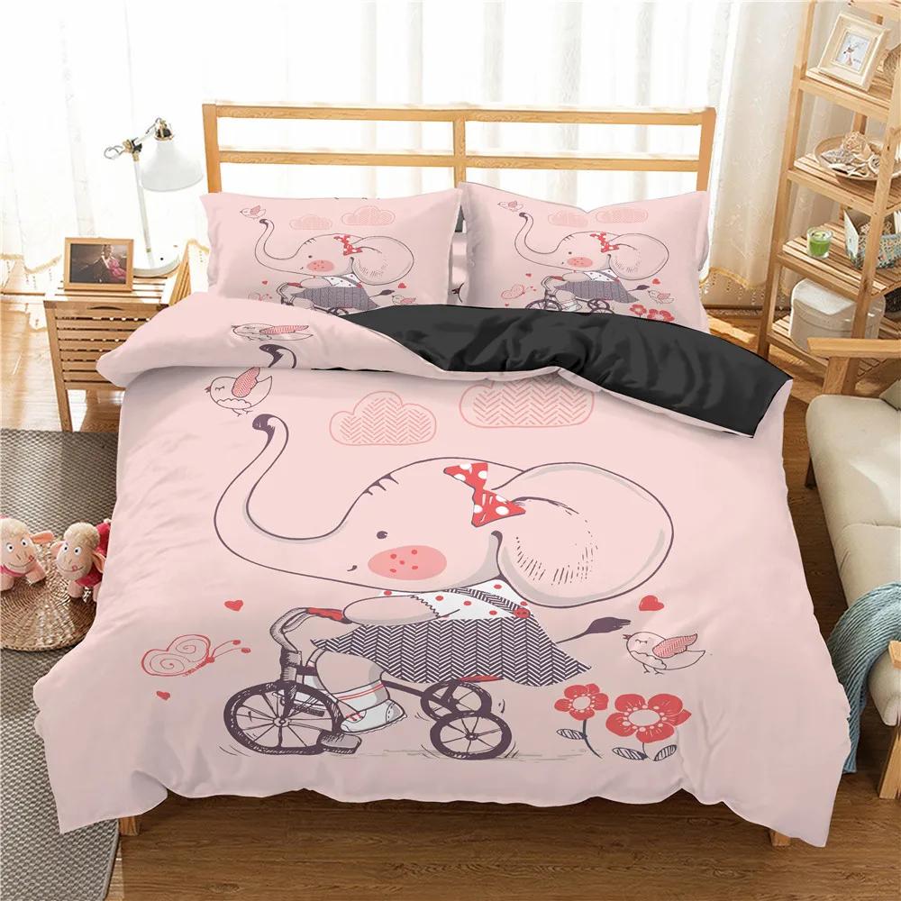 3D Print Elephant /unicorn/animal Twin Bedding Set 140x210cm Ropa De Cama Full Size Quilt Cover Sets For Beds Super Comfortable
