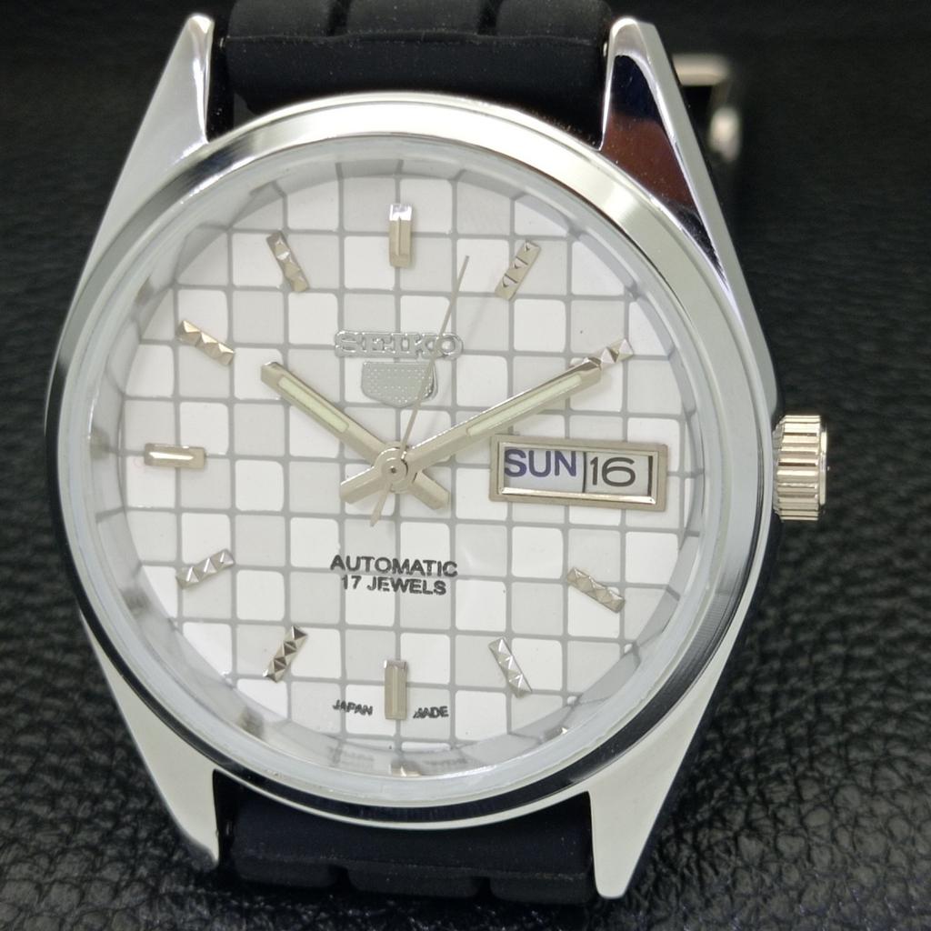 REFURBISHED SEIKO 5 AUTOMATIC MENS WATCH JAPAN MADE WHITE DIAL CUSTOM A440085-2 QV90-a440085