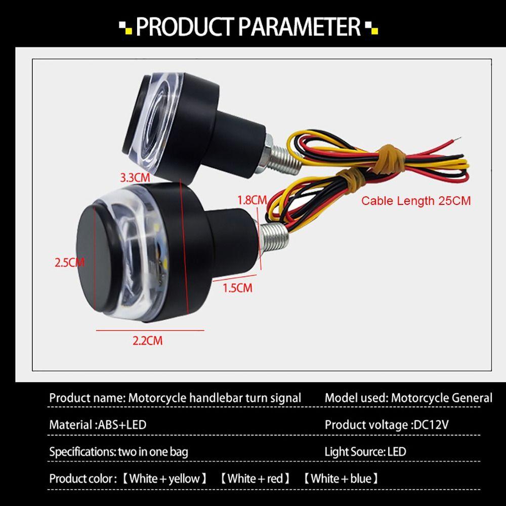 1/2Pcs New 12V Motorcycle Turn Signals 22mm Flashing Corner Lamp Handle Bar LED Light for Moto Handle Bar