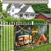 1 Piece of 2D Flat Camping Forest Scene Polyester Photo Background Cloth Party Banner Pull Flag Birthday Supplies