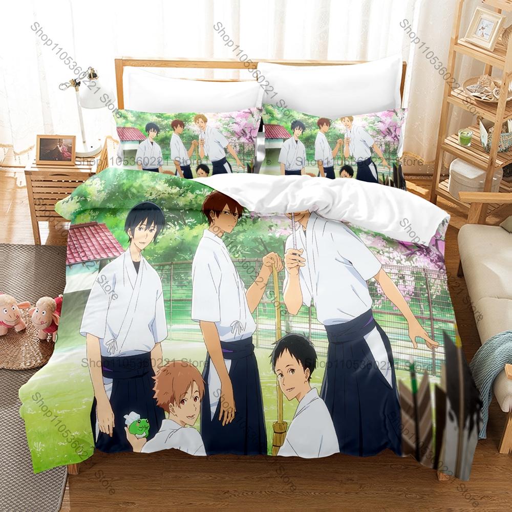 Tsurune The Linking Shot 3PCS Bedding Set Archery Anime Character Print Soft Microfiber Duvet Cover Pillowcase Bedroom Decor