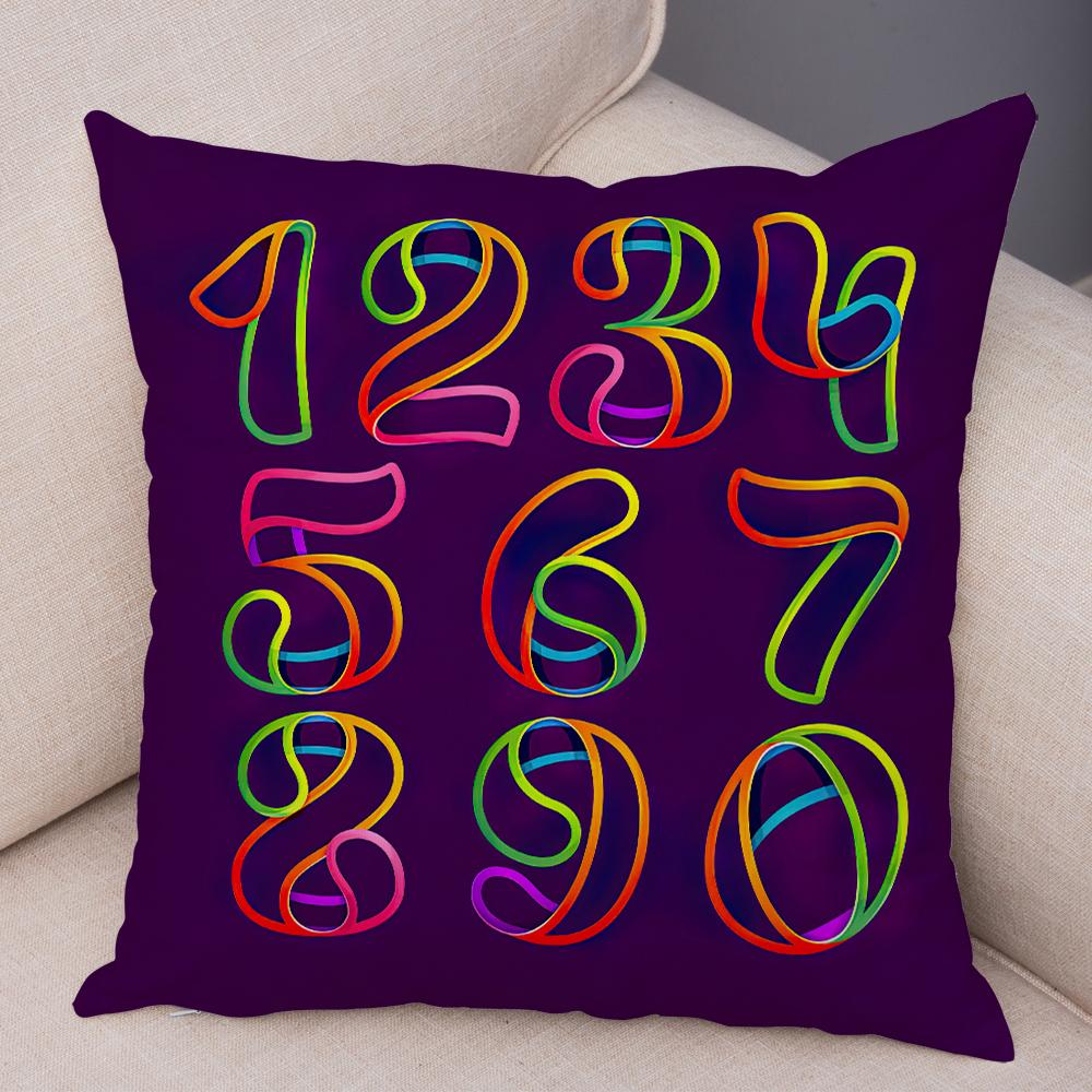 Creative Colorful Abstract Number Cushion Cover Double Sided Soft Polyester Home Decor Pillow Case