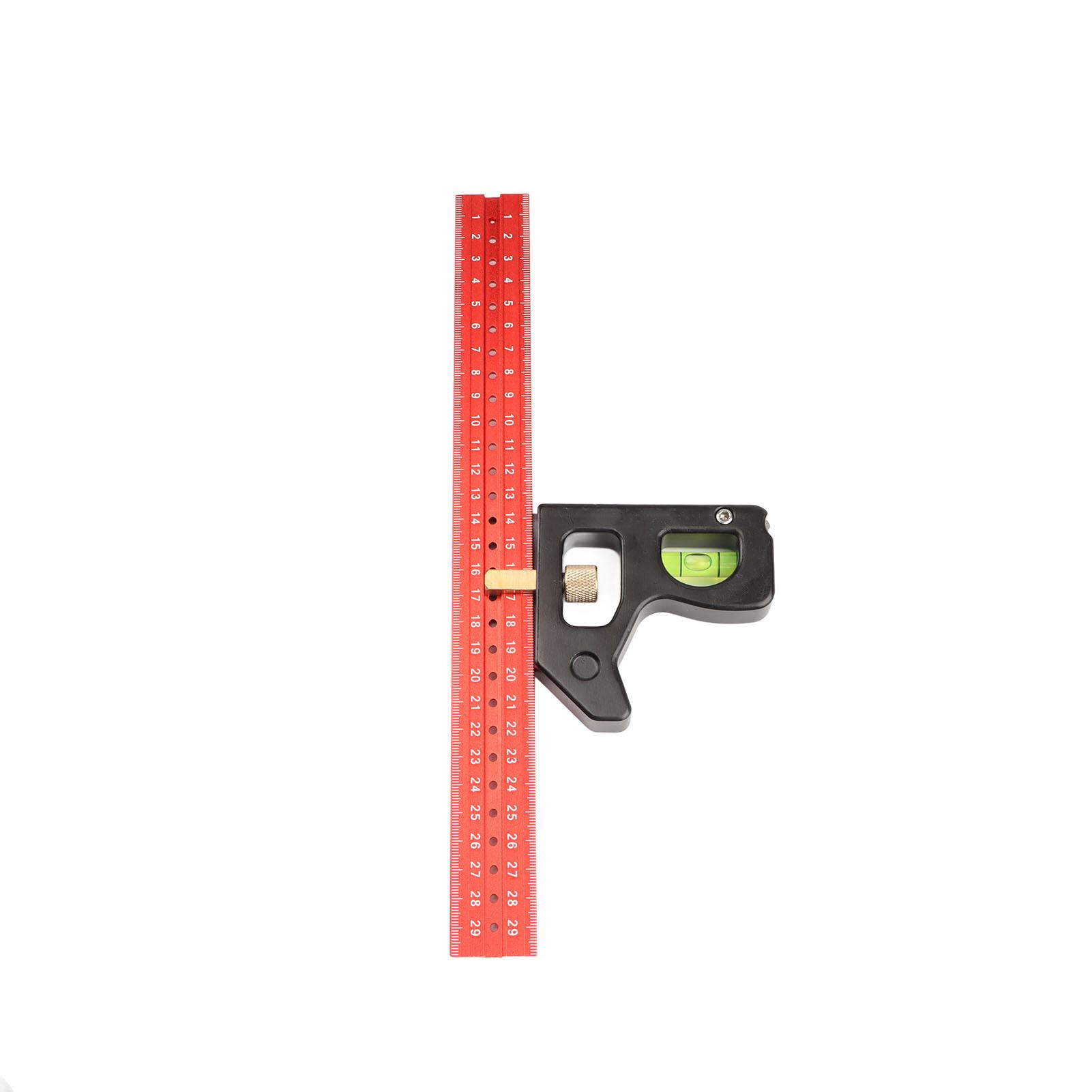 

300mm Multifunctional Ruler 45 90 Degree Angle Woodworking Marking Line Scribing Tool with Level