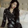 Summer New Pajamas Women's Long-sleeved Trousers Ice Silk Fashion Loose Casual Home Service Suits Can Wear Silk Outside