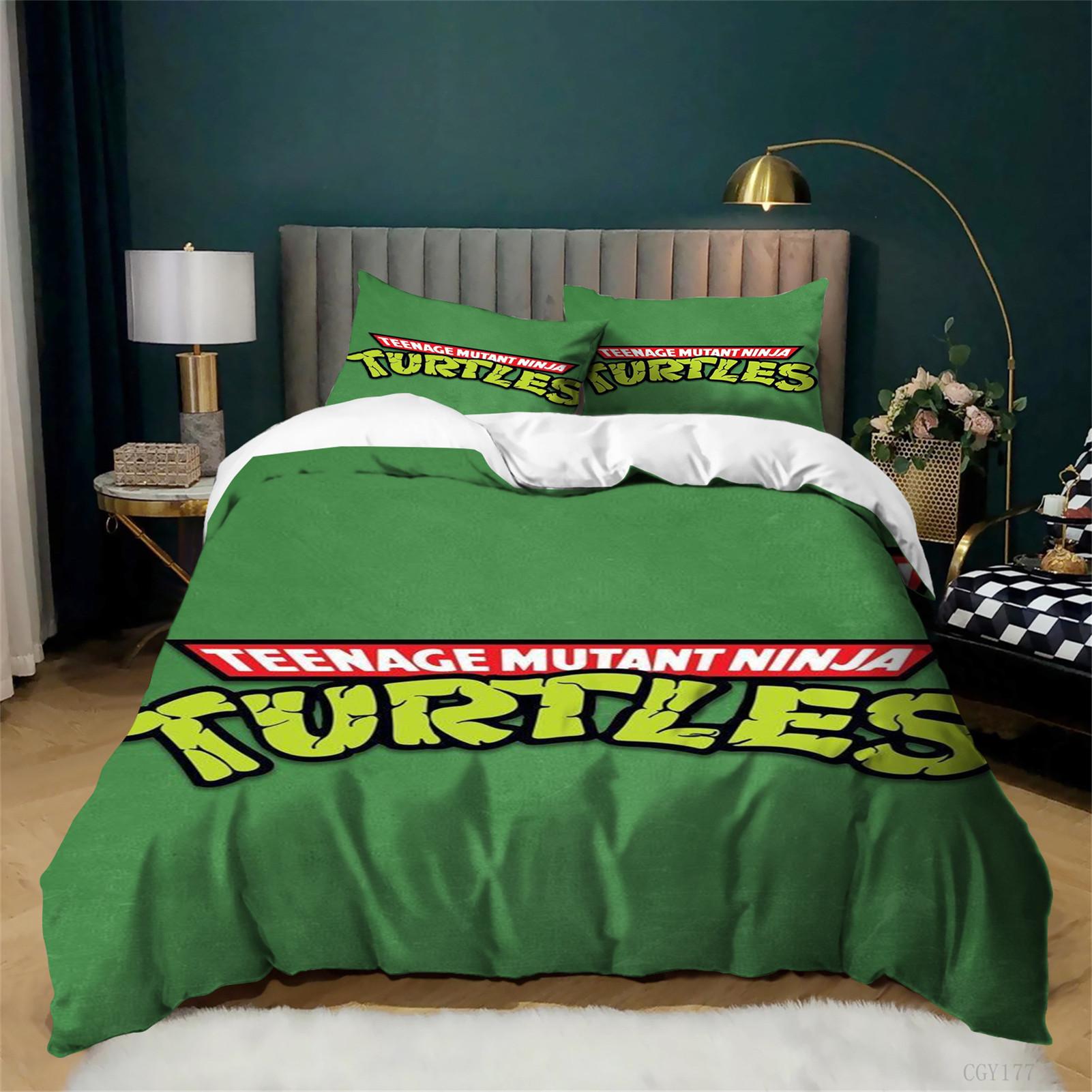Boys Teenag-e Mutant Ninja Turtles Duvet Cover Set Ultra Soft Bedding Set Lightweight Quilt Cover All-Season 3-Pieces Pattern 135x200cm