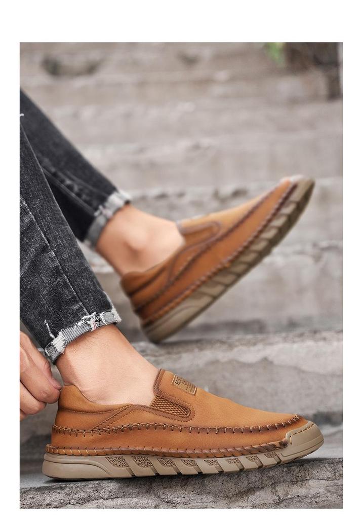 Herren Handgenähte Leder Slipper Loafer - Große Größe Freizeit Fahrerschuhe
