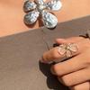 Vintage Metal Large Flower Rings For Women Men Bohemian Copper Color Hollow Open Rings Grunge Punk Party Jewelry Gift