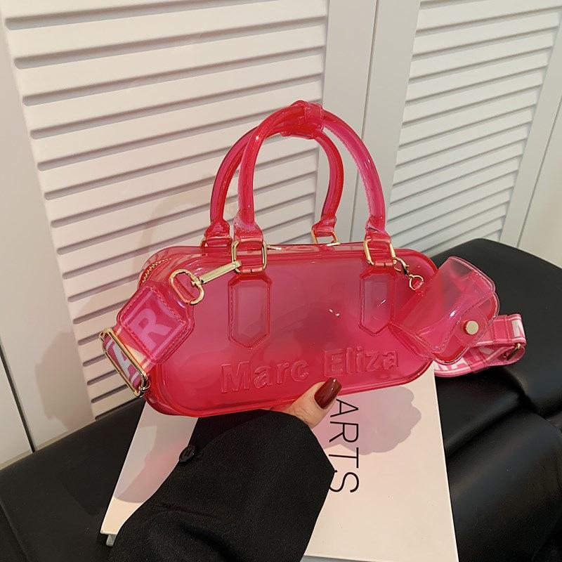 

Summer pvc transparent jelly bag 2025 new fashion niche shoulder bag women s versatile messenger pillow bag tide чорний