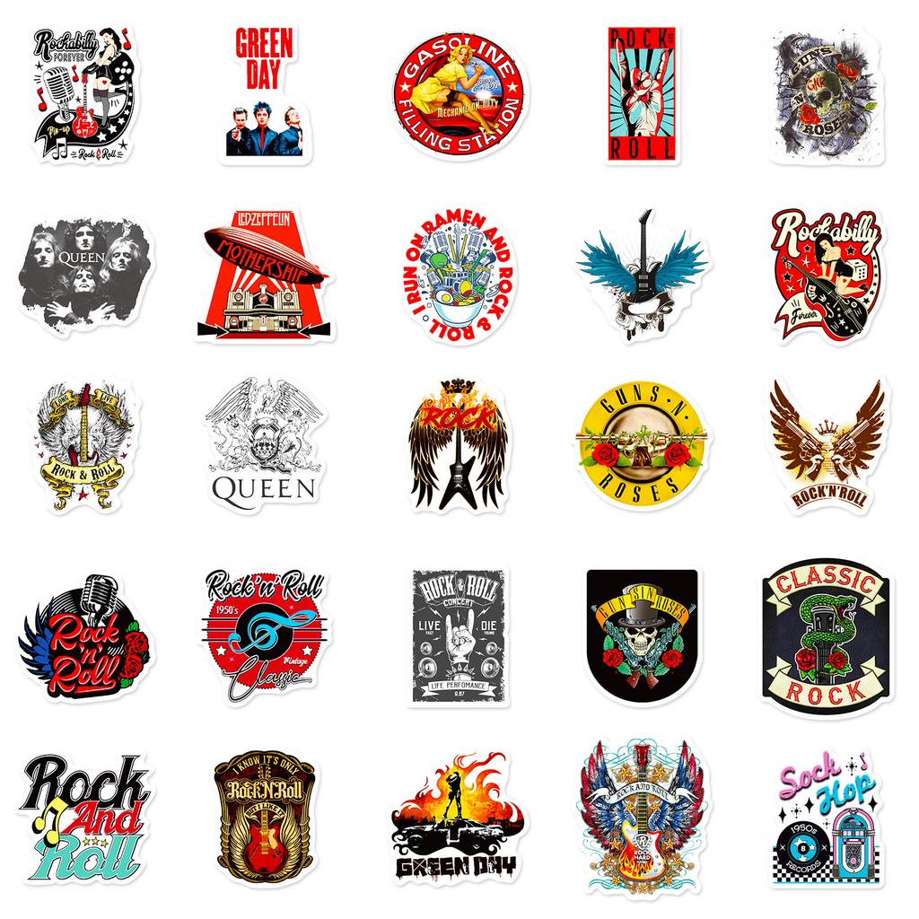 50 Rock Series Retro Reverb Aufkleber, Hip Hop Rock Graffiti Aufkleber, Gitarre Skateboard Motorrad