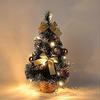 40CM Small Christmas Tree with Lights,Mini Desktop Decoration Tree with Star Tree Topper, Balls, Bows, Pine Cones for Home