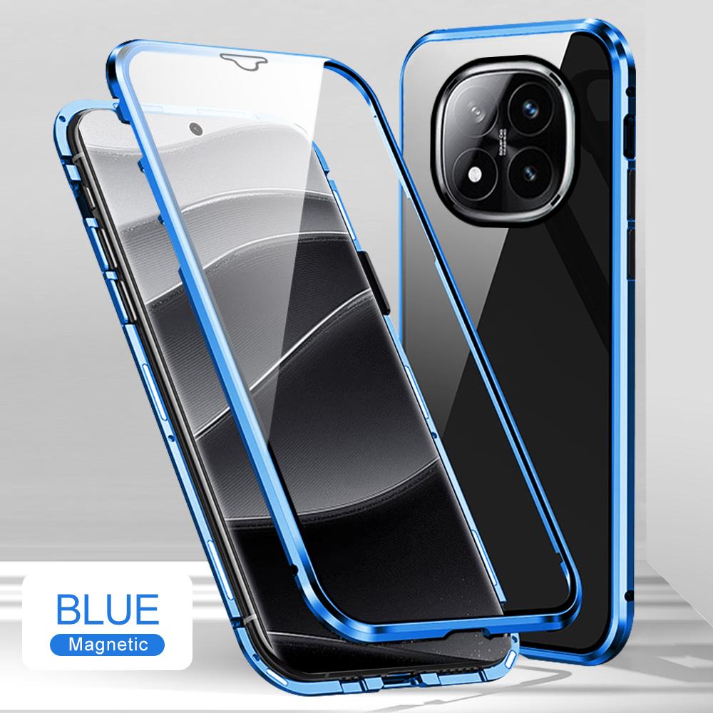 Dwustronne przezroczyste szkło hartowane magnetyczne etui z klapką do Redmi Note 15 Pro Plus 14 Pro Poco M8 Pro Metalowa rama odporna na wstrząsy osłona