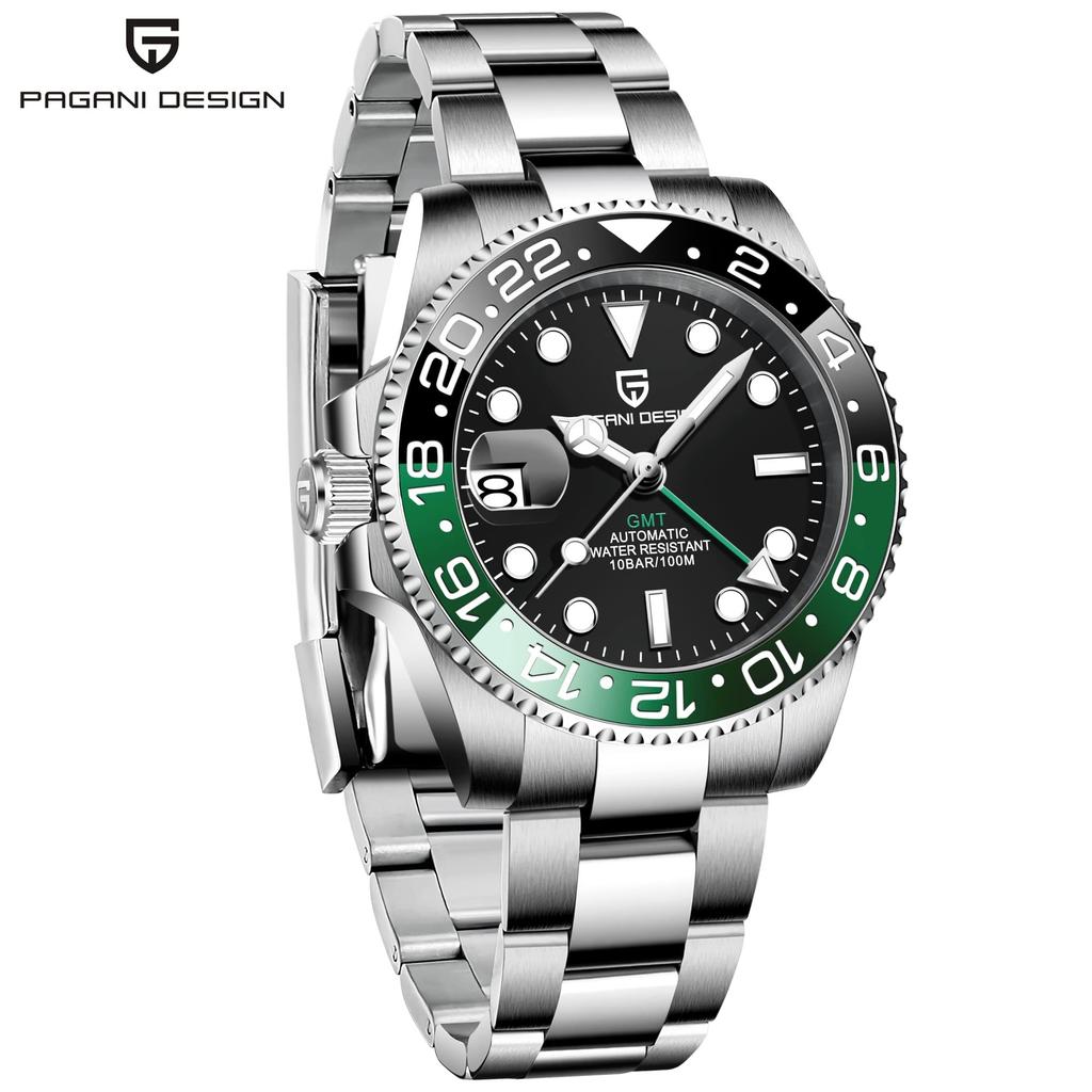 Pagani Design Ceas GMT Bobinaj automat de mână Fabricat în Japonia Mișcare Scafandri Carcasă mecanică inclusă Lunetă ceramică rezistentă la apă Rochie de lucru pentru afaceri