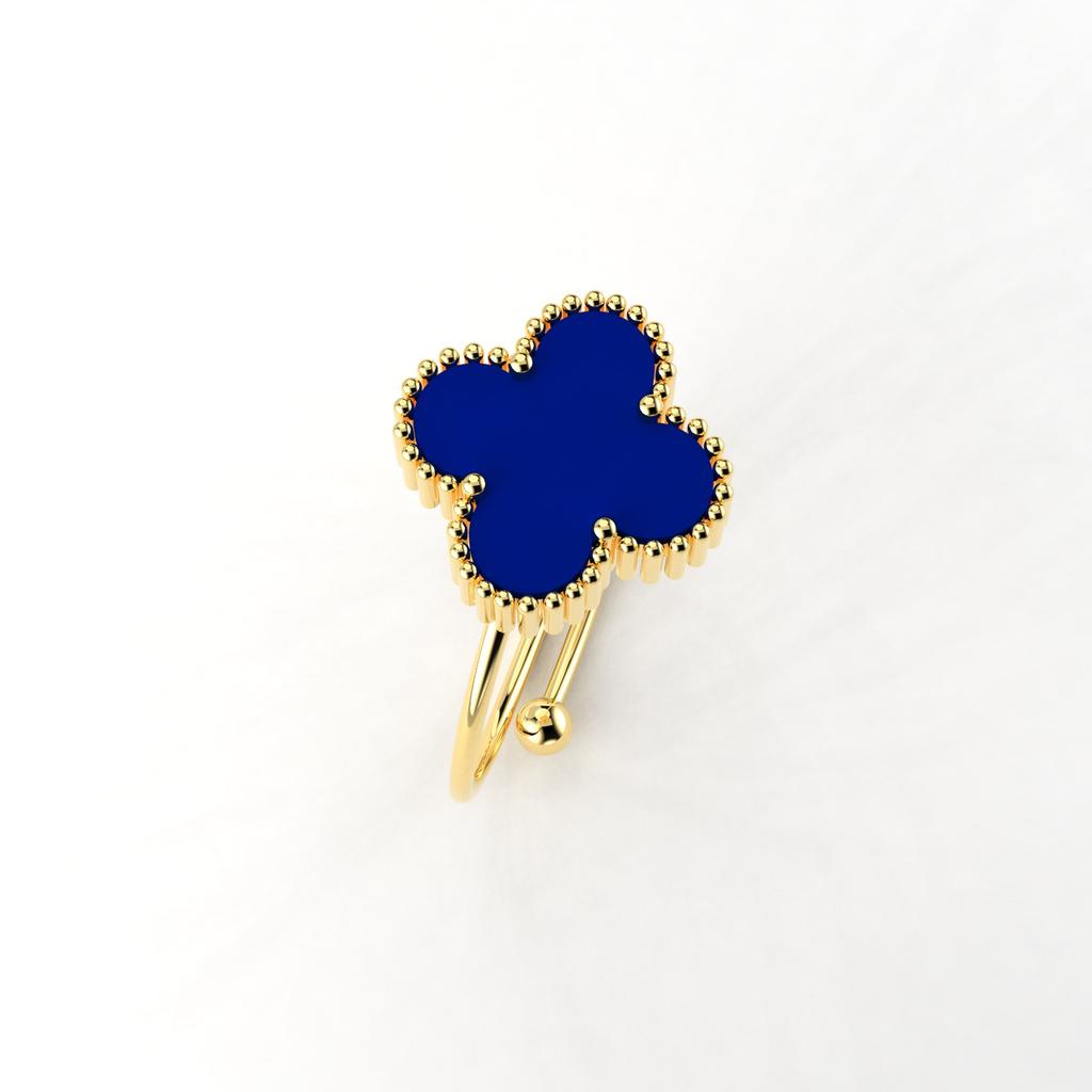 Petal Four-leaf Clover Titanium Steel Mother-of-pearl Ring Female Adjustable Finger Ring Niche Small Fresh Small Design Index Finger Ring