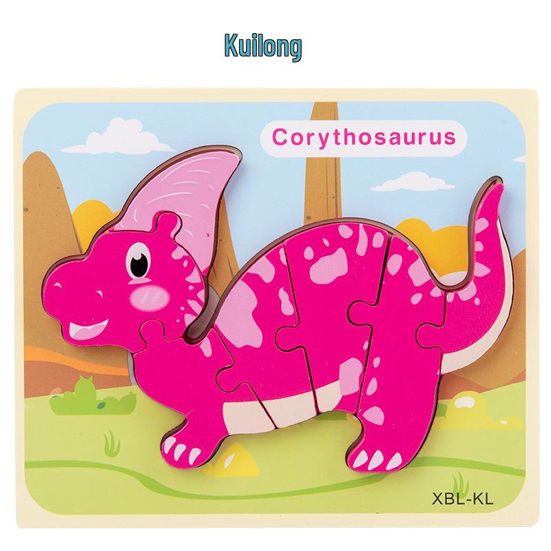 3D Wooden Dinosaur Puzzle: Early Education & Fun Cartoon Animal Jigsaw for Kids