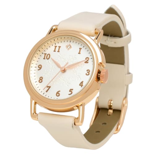 Fieldwork Women's Analog Watch with Leather Strap, White, Maska JN016-1