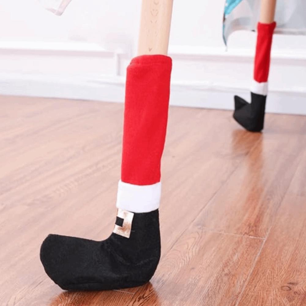 4pcs Universal Christmas Chair Foot Cover Elastic Band Design Furniture Feet Sleeve  Household