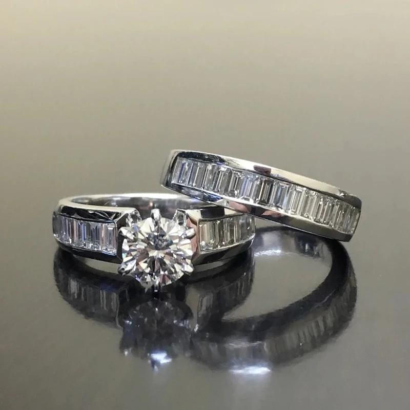 

CAOSHI 2Pcs/Sets Eternity Women s Rings for Engagement Wedding Accessories Copper Color Sparkling Cubic Zirconia Luxury Zircon 6