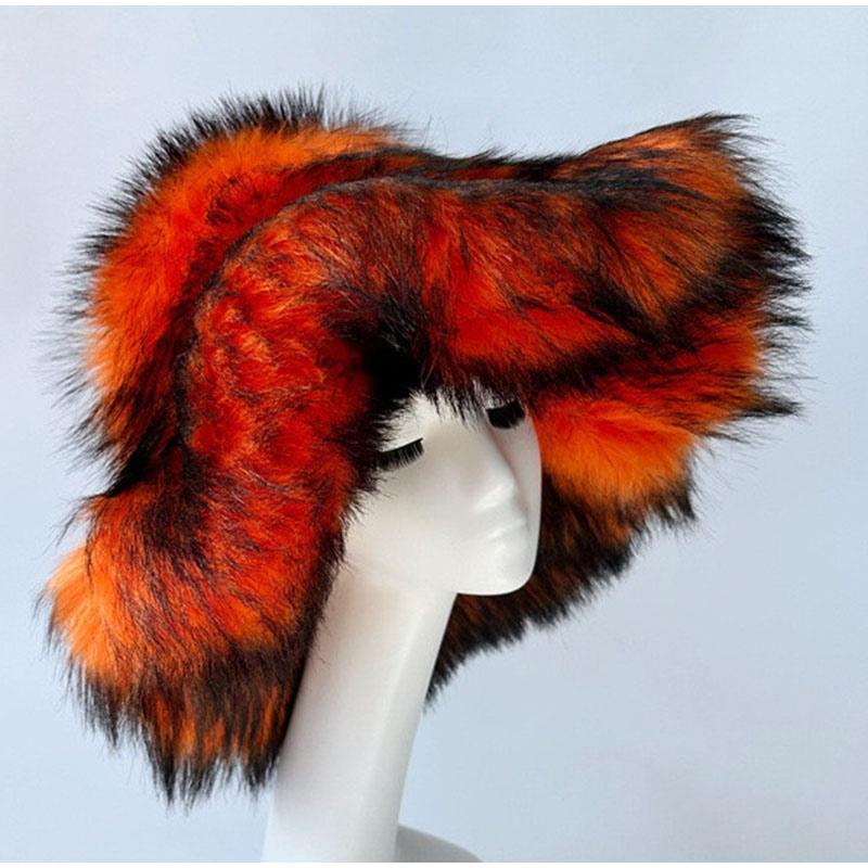 Winter Warm Ear Protection Furry Faux Fox Fur Hat Casual and Fashionable Outdoor Skiing Hats Multiple Colors Available Caps