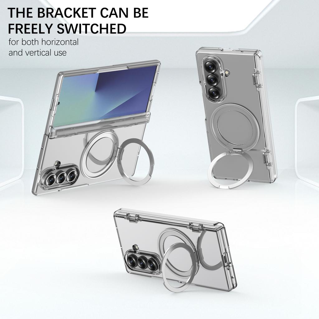 360° Rotating Magnetic Bracket Holder Hinge Magsafe Case for Samsung Galaxy Z Fold 7 6 Tempered Screen Glass Film Protect Wireless Charging Hard Cover