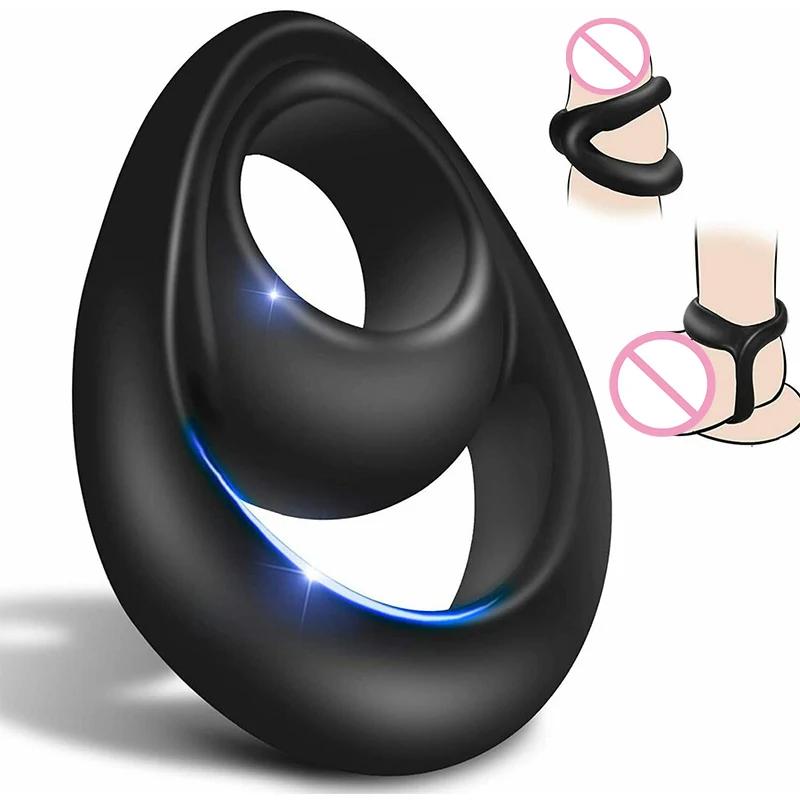 Male Scrotum Ring Ejaculation Delay Penis Ring Bondage Erection Ball Ring Delay Ring Reusable Enlargement Ball Stretcher Sex Toy