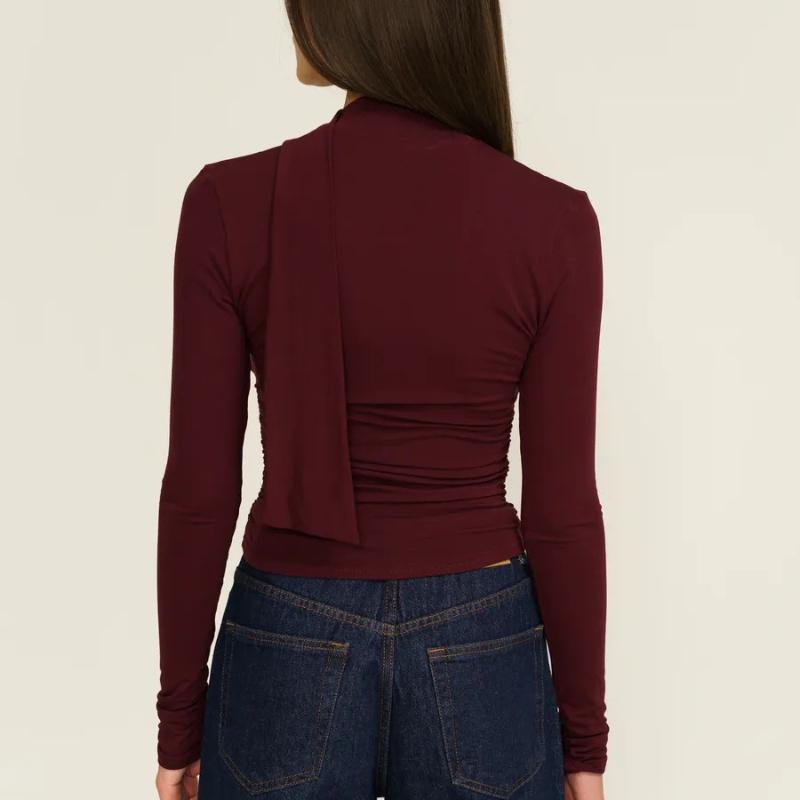 Spring and Autumn Street Long sleeved Slim fit Short Top